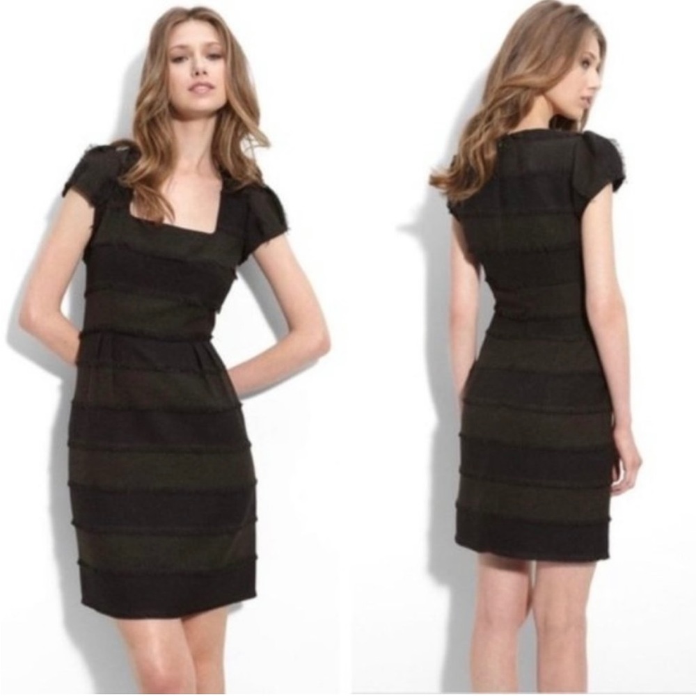 Nanette Lepore Catch Me Fringe Striped Tweed Dress